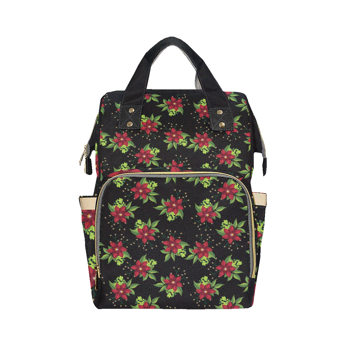 Poinsettia Pattern Print Design A01 Diaper Bag Backpack