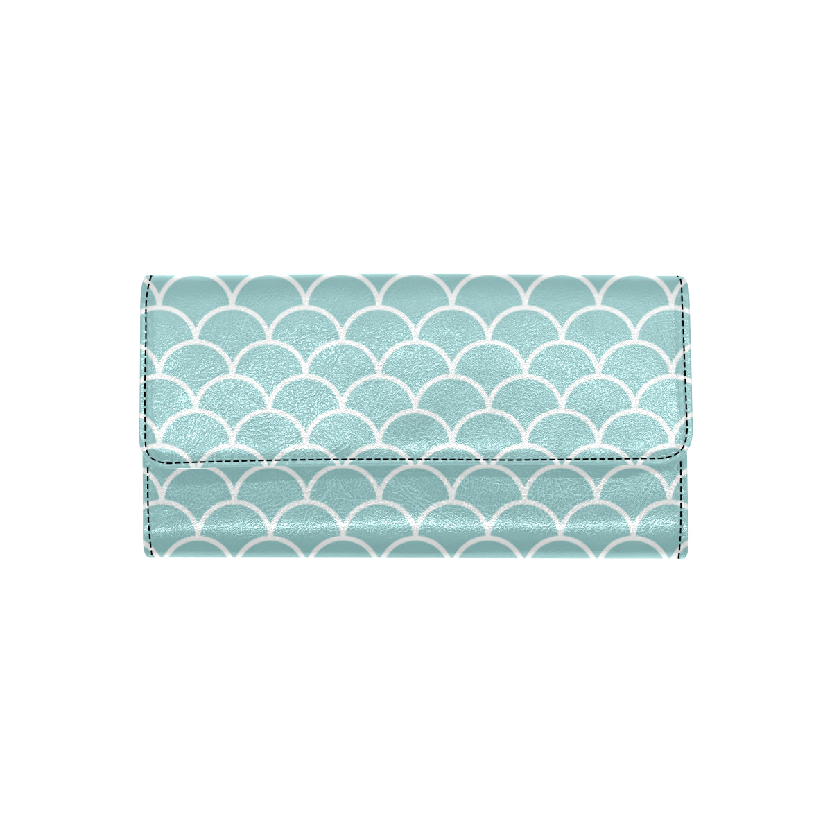 Scales Teal Pattern Print Design 02 Women's Trifold Wallet