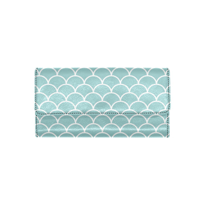 Scales Teal Pattern Print Design 02 Women's Trifold Wallet