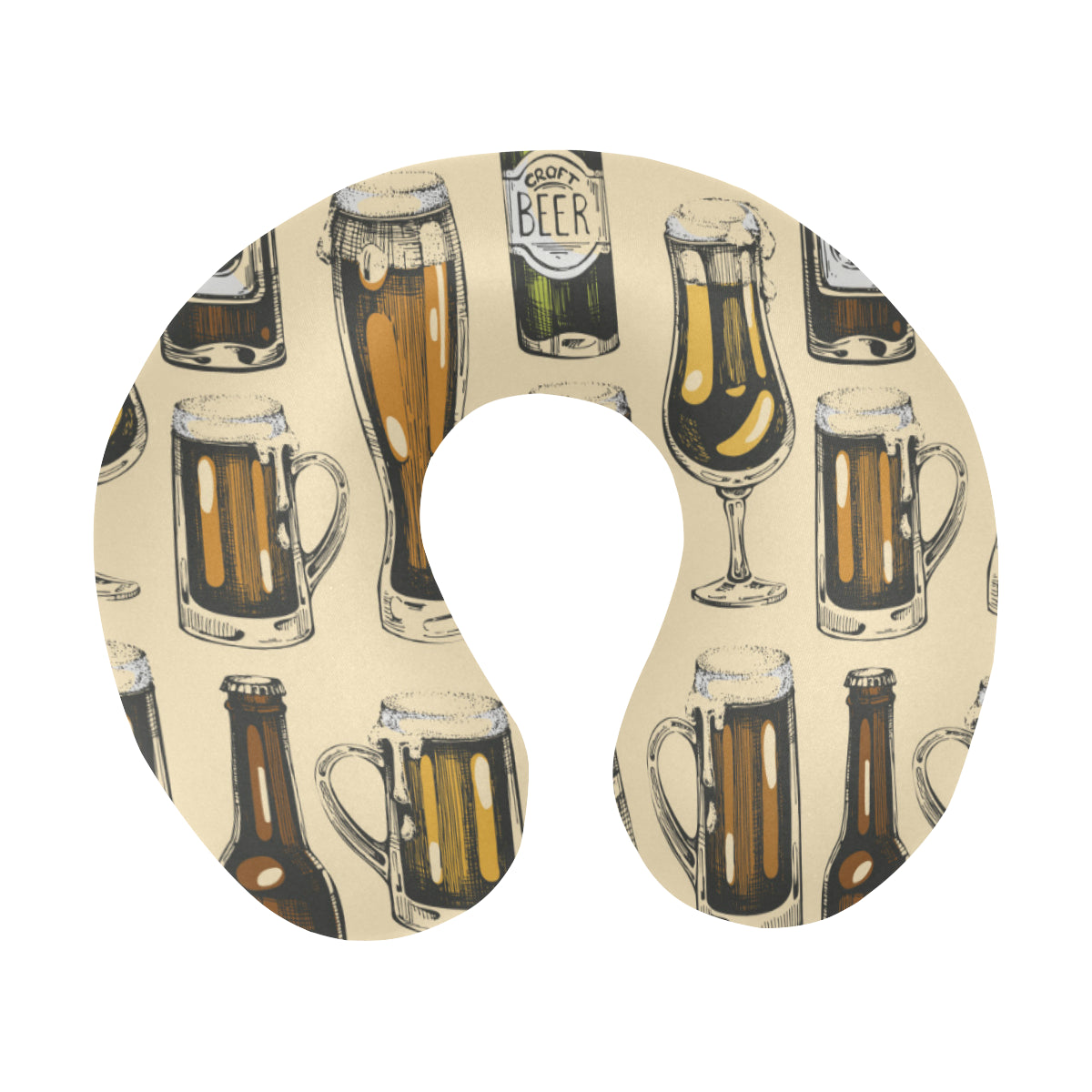 Beer Pattern Print Design 04 U-Shaped Travel Neck Pillow