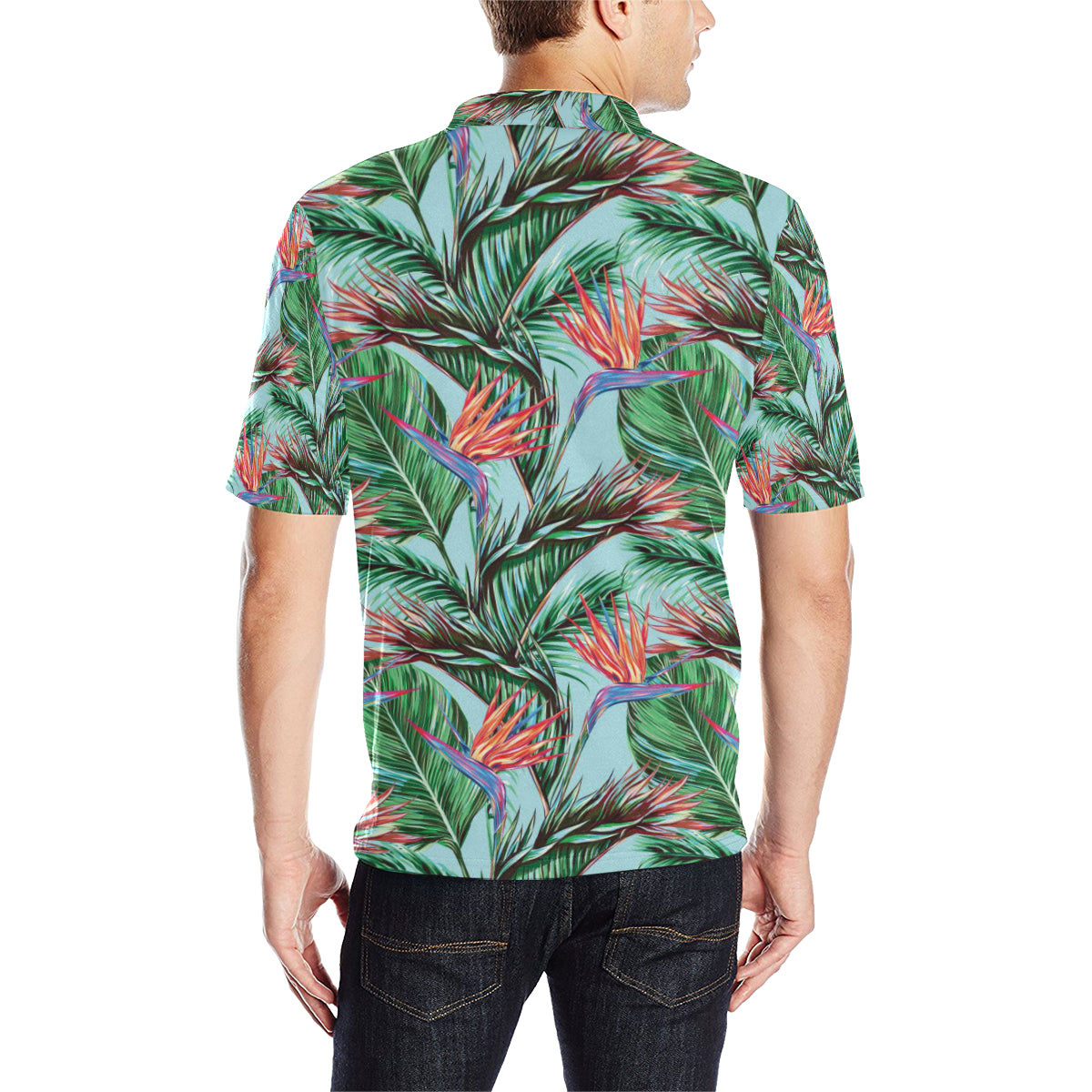 Bird Of Paradise Pattern Print Design BOP01 Men Polo Shirt