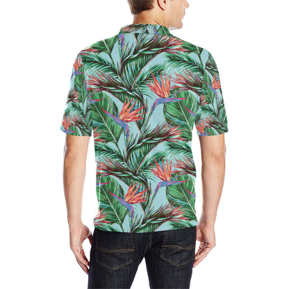 Bird Of Paradise Pattern Print Design BOP01 Men Polo Shirt