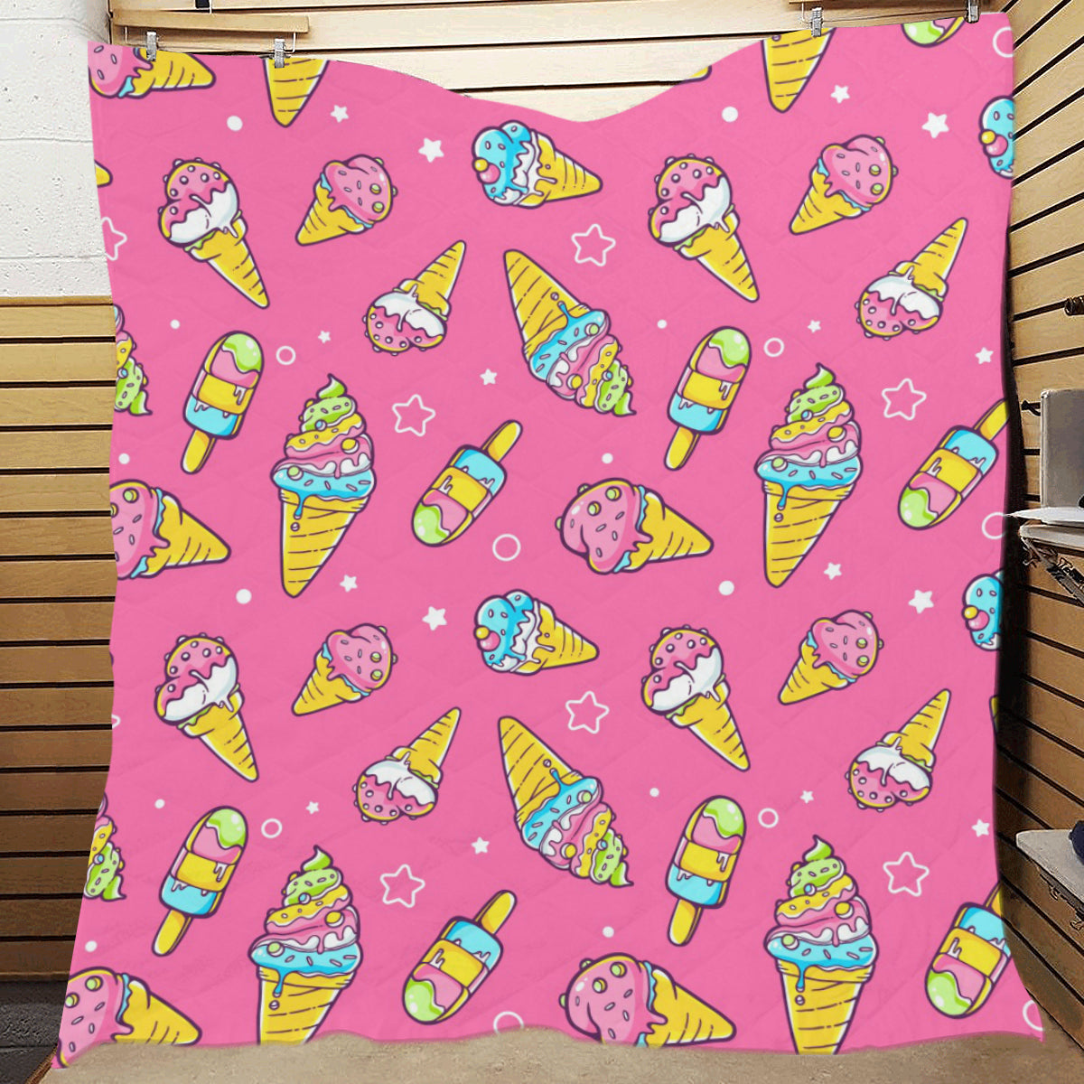 Ice Cream Pattern Print Design IC04 Premium Quilt