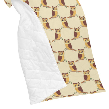 Owl Pattern Print Design A07 Premium Quilt