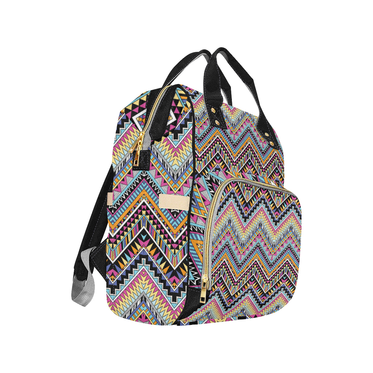 Multicolor zigzag Tribal Aztec Diaper Bag Backpack