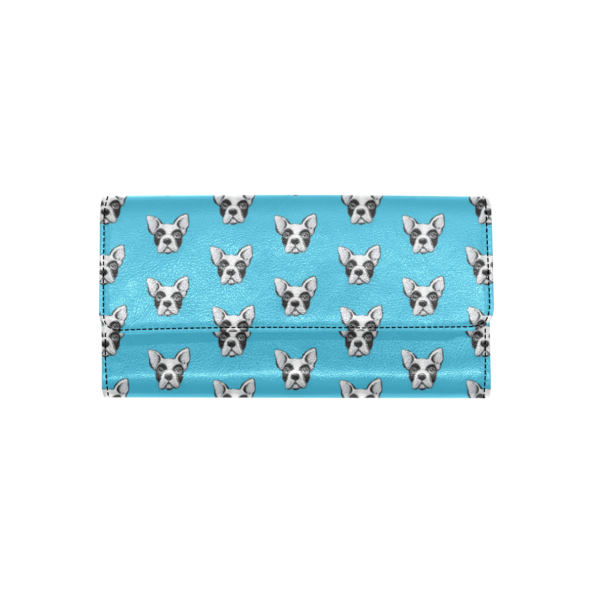 Boston Terrier Pattern Print Design 01 Women's Trifold Wallet