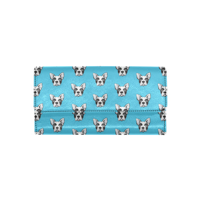 Boston Terrier Pattern Print Design 01 Women's Trifold Wallet