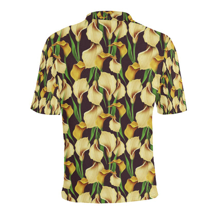 Lily Pattern Print Design LY013 Men Polo Shirt