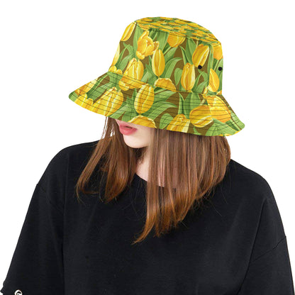 Tulip Yellow Pattern Print Design TP010 Unisex Bucket Hat