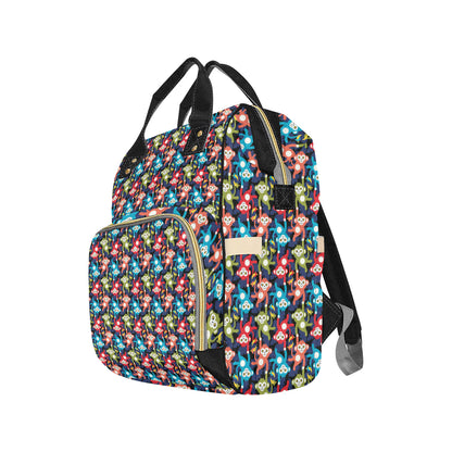 Monkey Colorful Design Themed Print Diaper Bag Backpack