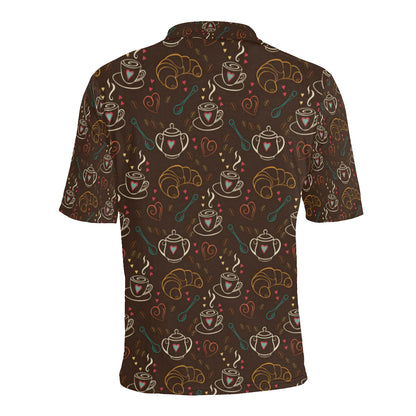 Coffee Pattern Print Design 06 Men Polo Shirt