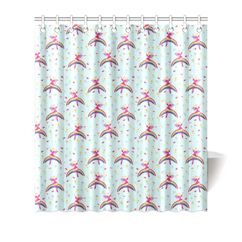Fairy with Rainbow Print Pattern Shower Curtain