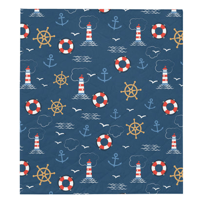 Nautical Pattern Print Design A06 Premium Quilt