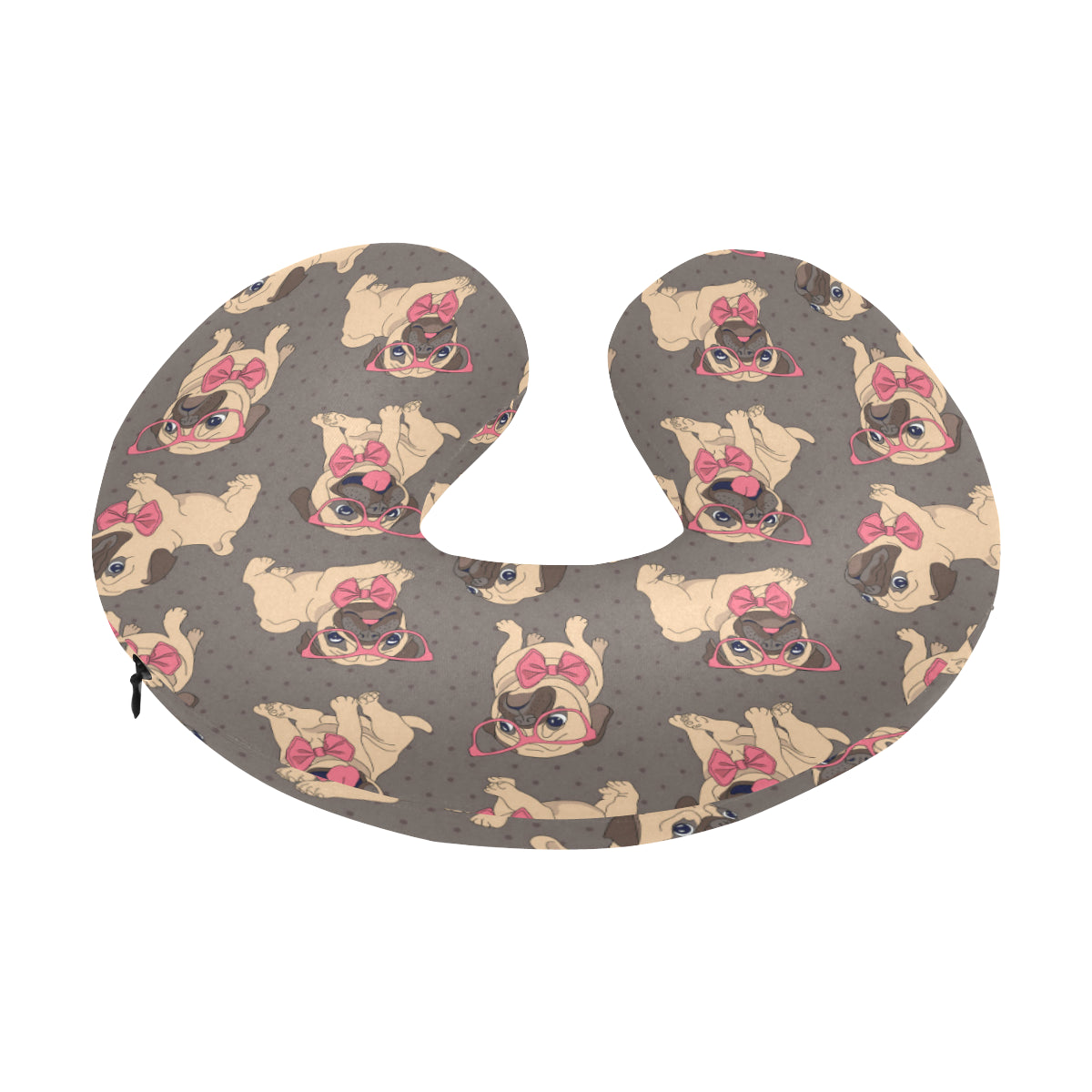Pug Pattern Print Design A05 U-Shaped Travel Neck Pillow