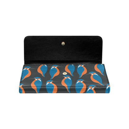 Kingfisher Pattern Print Design 03 Women's Trifold Wallet