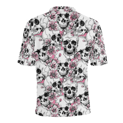 Cherry Blossom Pattern Print Design CB03 Men Polo Shirt