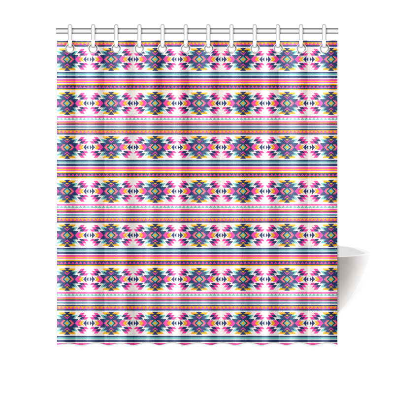 Indian Navajo Neon Themed Design Print Shower Curtain