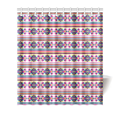 Indian Navajo Neon Themed Design Print Shower Curtain