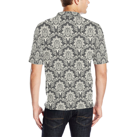 Damask Elegant Print Pattern Men Polo Shirt