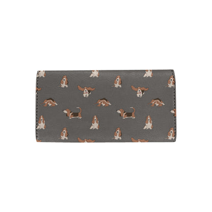 Basset Hound Pattern Print Design 03 Women's Trifold Wallet