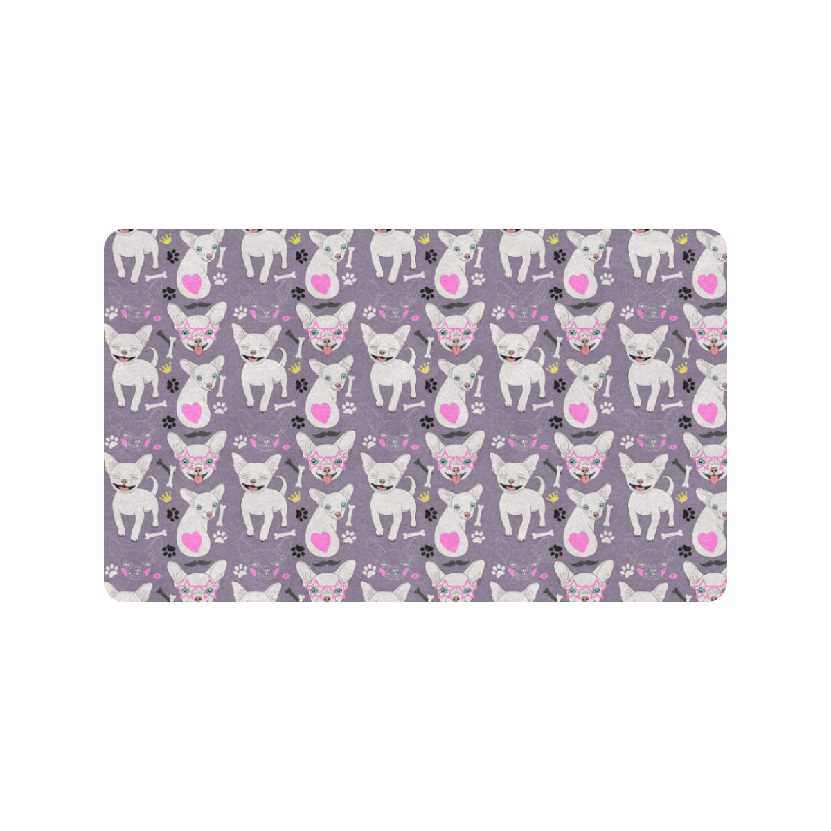 Chihuahua Happy Pattern Rubber Doormat