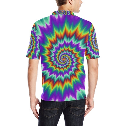 Optical illusion Pulsing fiery spirals Men Polo Shirt