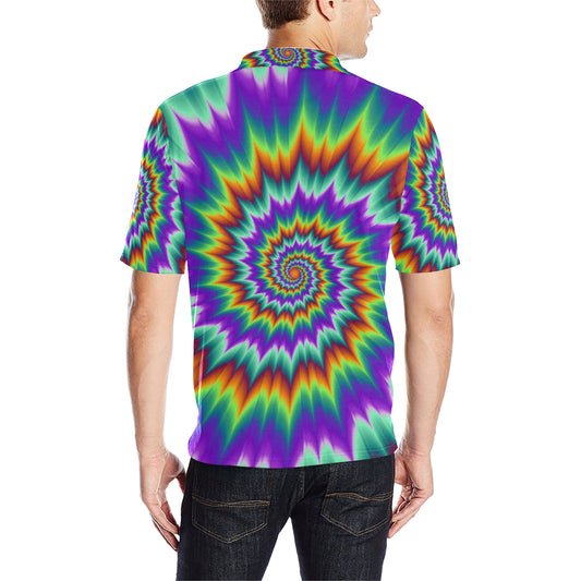 Optical illusion Pulsing fiery spirals Men Polo Shirt
