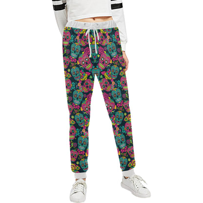 Sugar Skull Floral Design Themed Print Unisex Sweatpants