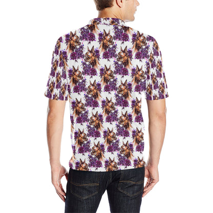 Chihuahua Purple Floral Men Polo Shirt