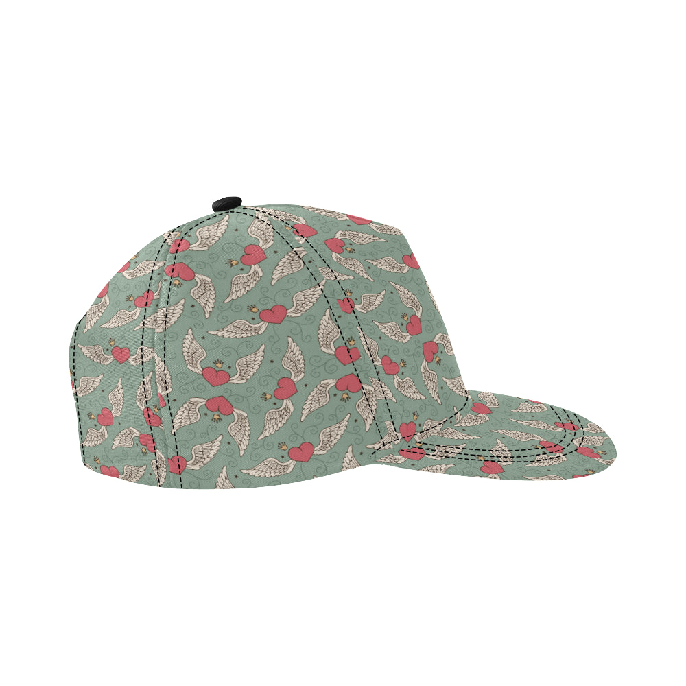 Angel Wings Heart Design Themed Print Snapback Cap