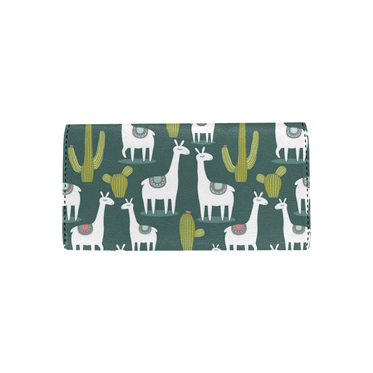 Llama Cactus Pattern Print Design 02 Women's Trifold Wallet