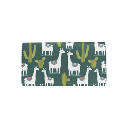 Llama Cactus Pattern Print Design 02 Women's Trifold Wallet