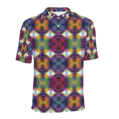 Chakra Eye Print Pattern Men Polo Shirt