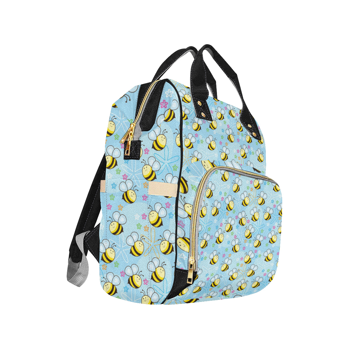 Bee Pattern Print Design BEE03 Diaper Bag Backpack