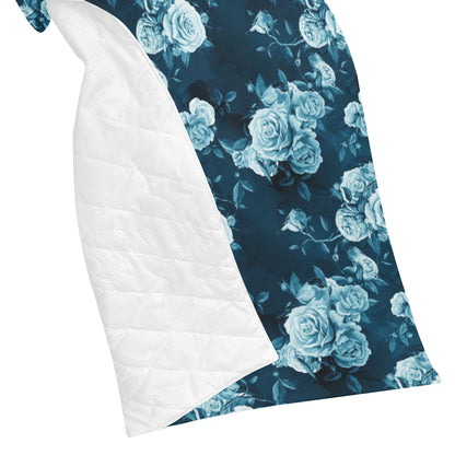 Rose Blue Pattern Print Design RO014 Premium Quilt