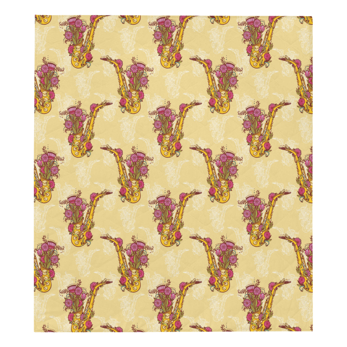 Saxophone Pattern Print Design 04 Premium Quilt