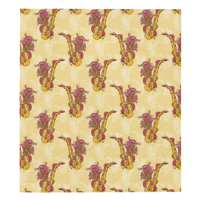 Saxophone Pattern Print Design 04 Premium Quilt