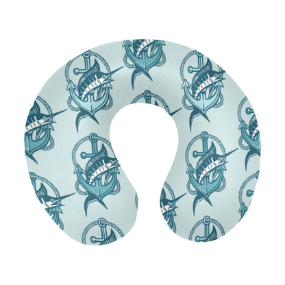 Swordfish Pattern Print Design 03 U-Shaped Travel Neck Pillow