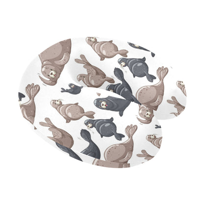 Sea Lion Pattern Print Design 02 U-Shaped Travel Neck Pillow