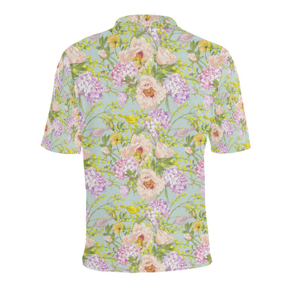 Hydrangea Pattern Print Design HD02 Men Polo Shirt