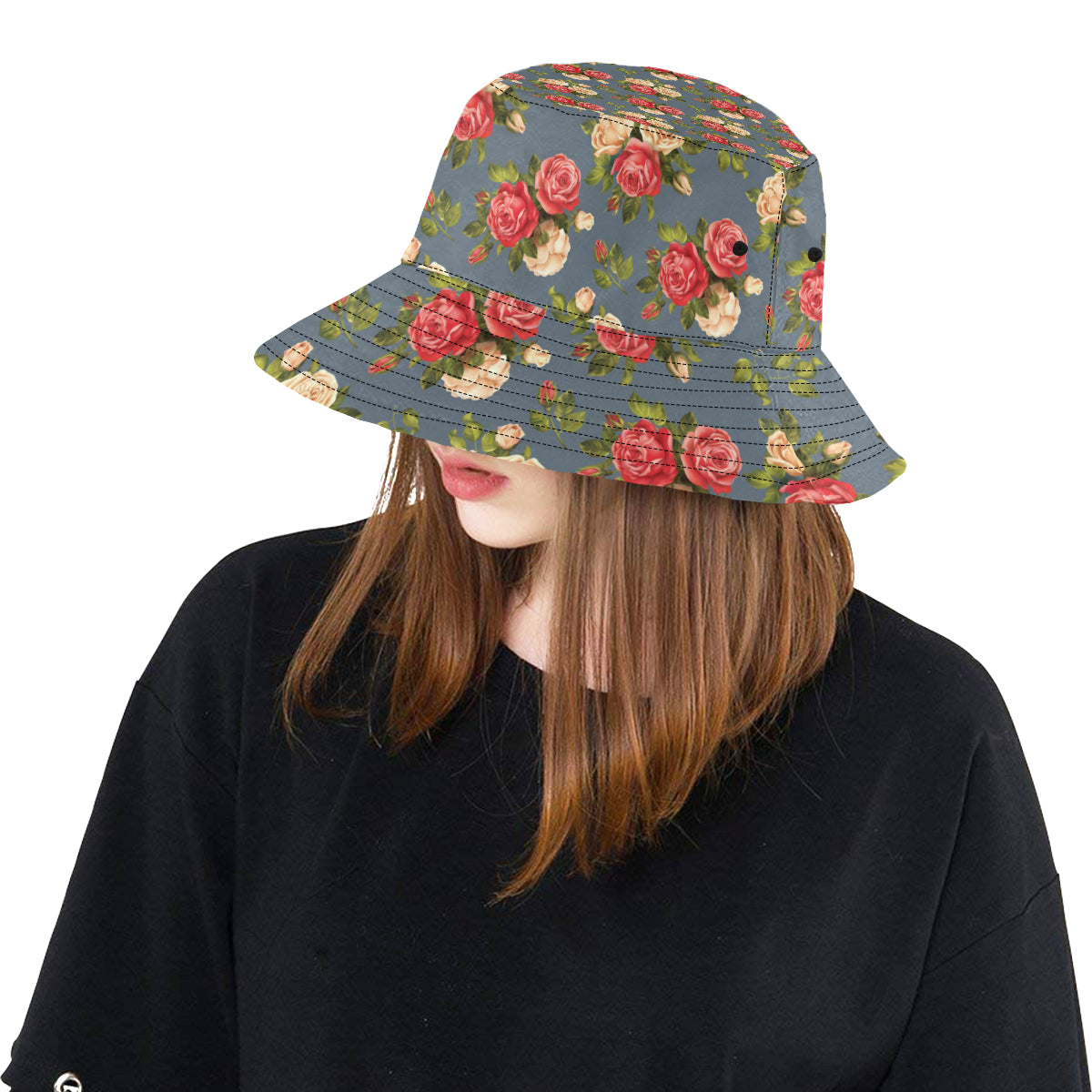 Rose Pattern Print Design RO017 Unisex Bucket Hat