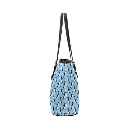Penguin Dance Pattern Leather Tote Bag