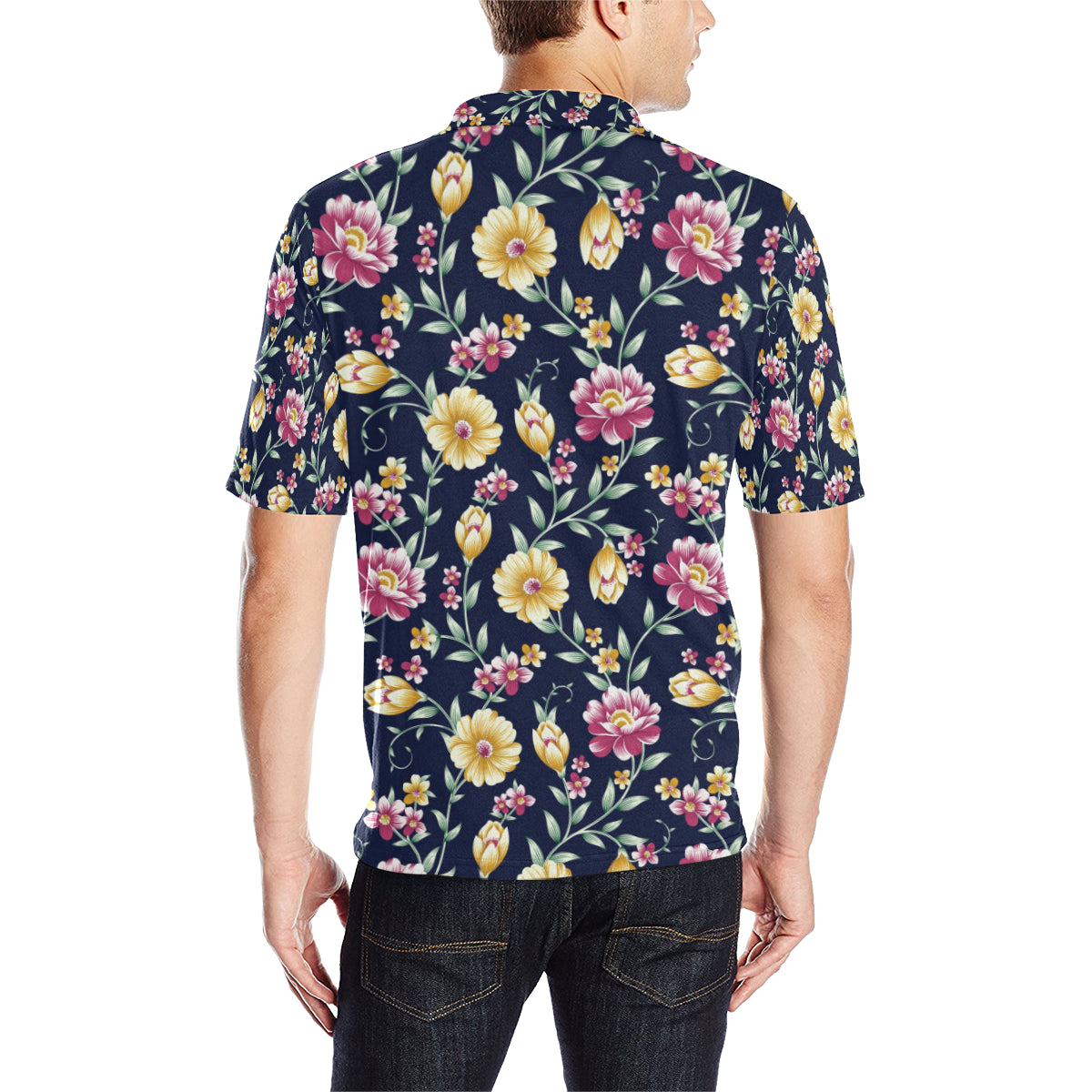 Gerberas Pattern Print Design GB03 Men Polo Shirt