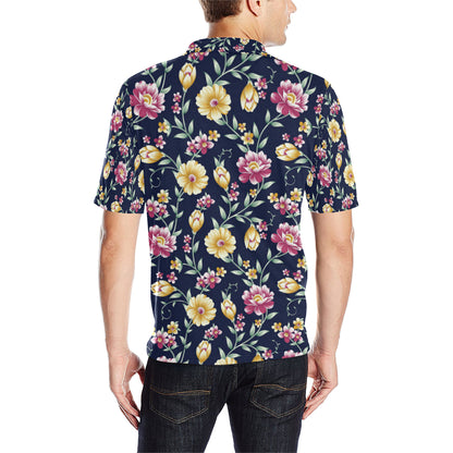 Gerberas Pattern Print Design GB03 Men Polo Shirt