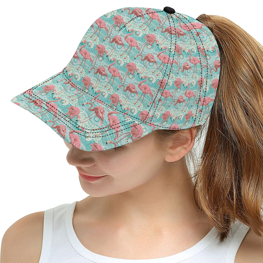 Flamingo Background Themed Print Snapback Cap