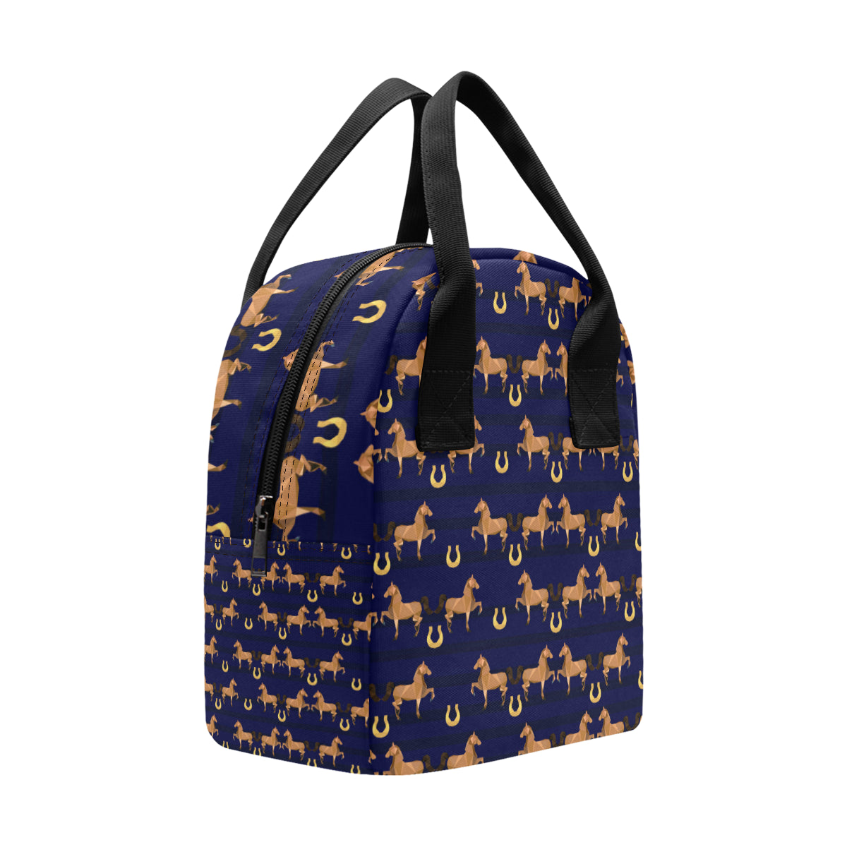 Horse Luxury Themed Pattern Print Insulated Lunch Bag