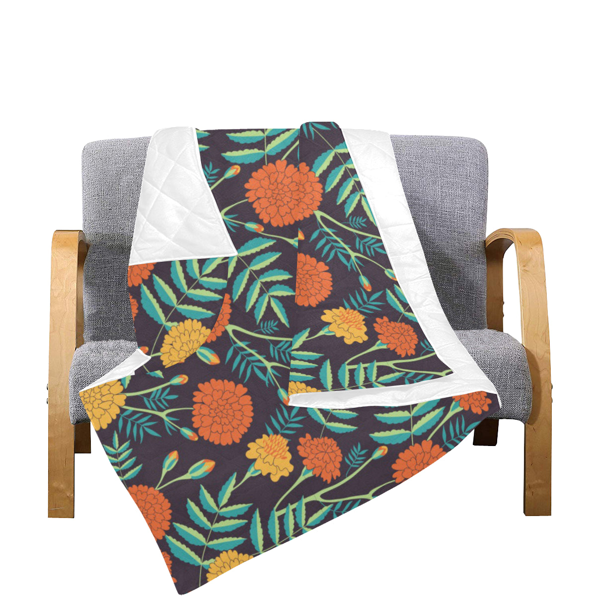 Marigold Pattern Print Design MR01 Premium Quilt