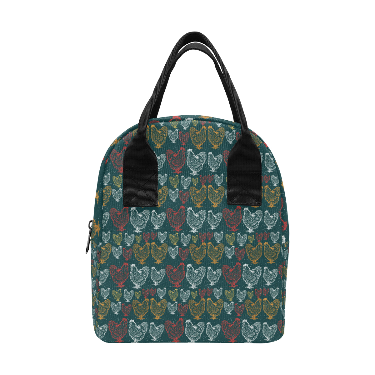 Rooster Hand Draw Design Insulated Lunch Bag