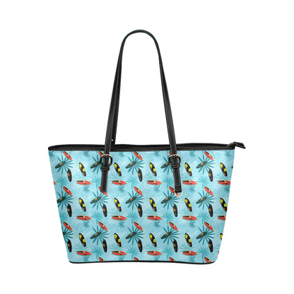 Surfboard Themed Pattern Leather Tote Bag