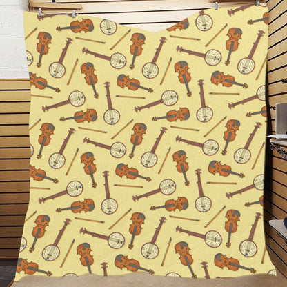 Banjo Violin Pattern Print Design 01 Premium Quilt